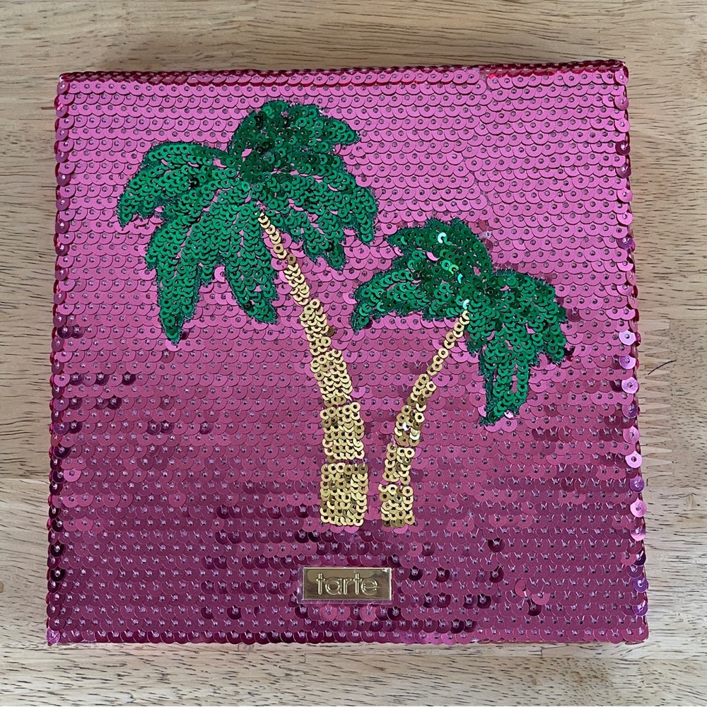 Tarte Palm Trees & Ocean Breeze Sequin Magnetic Cosmetic Makeup Palette Case NIB